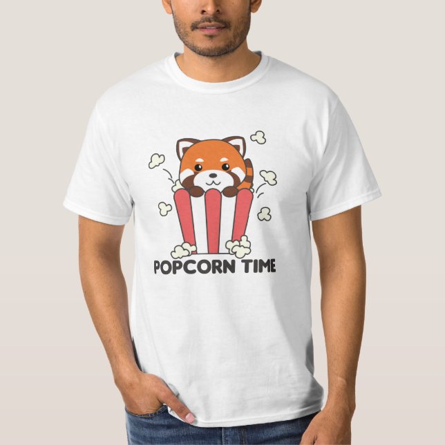 Camiseta Red Panda Popcorn Time Engraçado Pun (Frente)