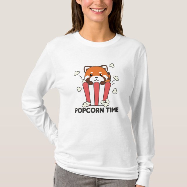 Camiseta Red Panda Popcorn Time Engraçado Pun (Frente)