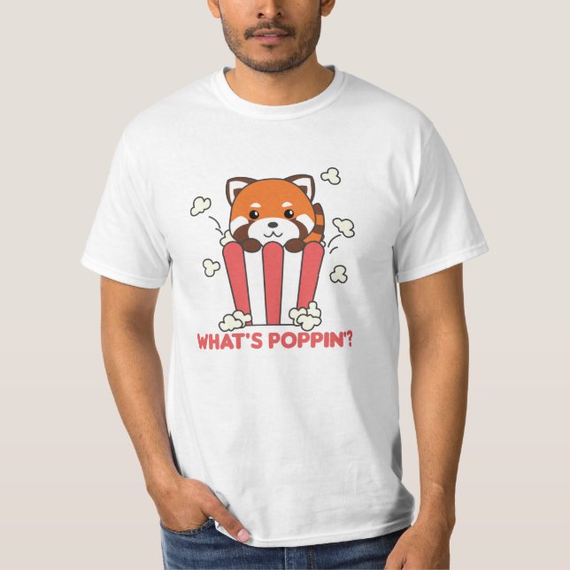 Camiseta Red Panda Popcorn Whats Poppin Funny (Frente)