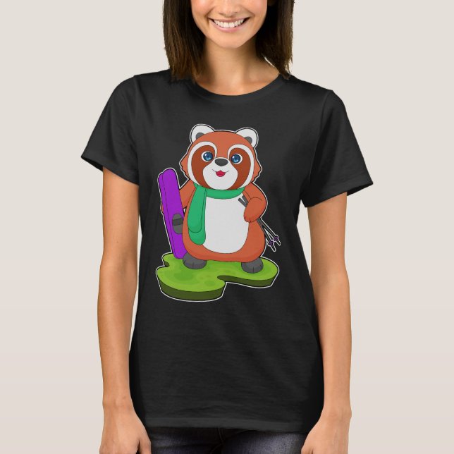 Camiseta Red Panda Skier Ski (Frente)
