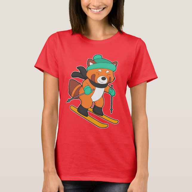 Camiseta Red panda Skier Ski Winter (Frente)