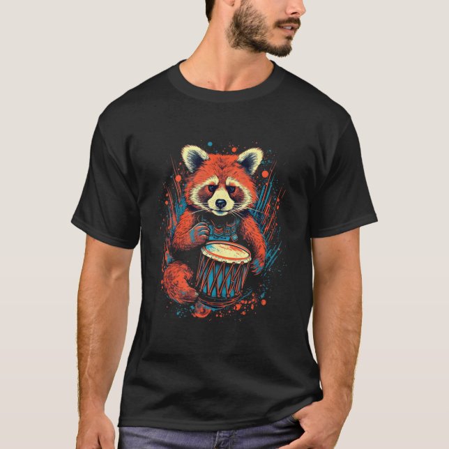 Camiseta Red Panda Snare Drumming Drumming Drummer Ban (Frente)