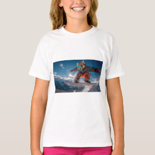 Camiseta Red Panda Snowboard num Fato de Neve Colorido