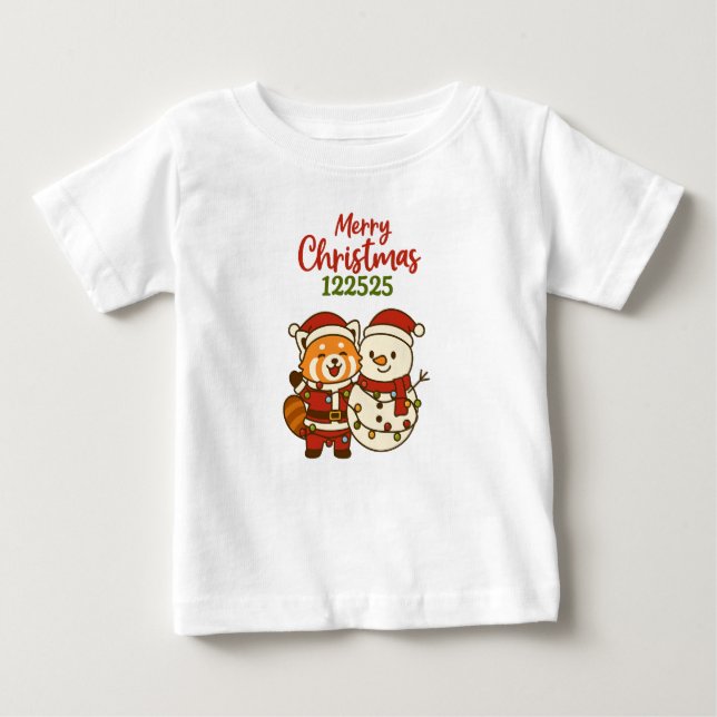 Camiseta Red panda standing next to Snowman (Frente)