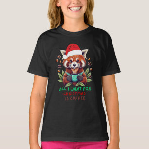 Camiseta Red Panda Tudo o que quero no Natal é café