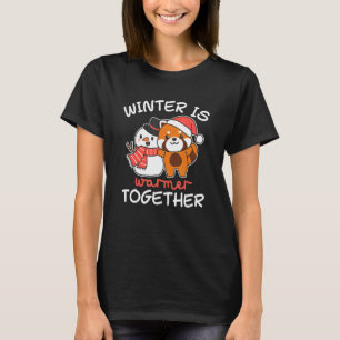 Camiseta Red Panda Winter É Mais Quente Junto Snowman Snow