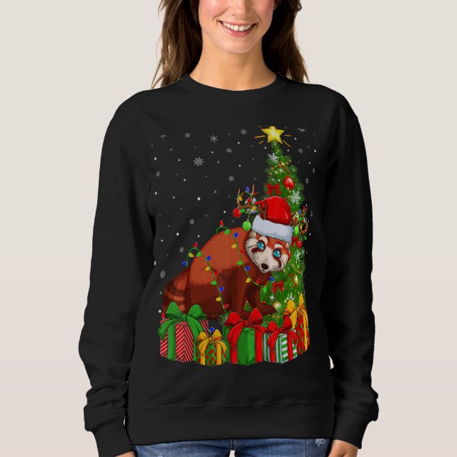 Camiseta Red Panda Xmas Feriado Papais noeis Red Panda Nata (Frente)