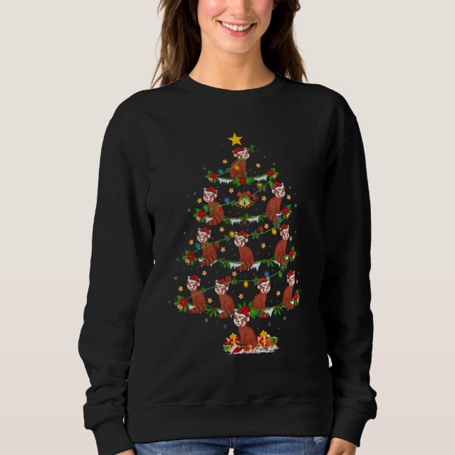Camiseta Red Panda   Xmas Lights Red Panda Christmas Tree (Frente)