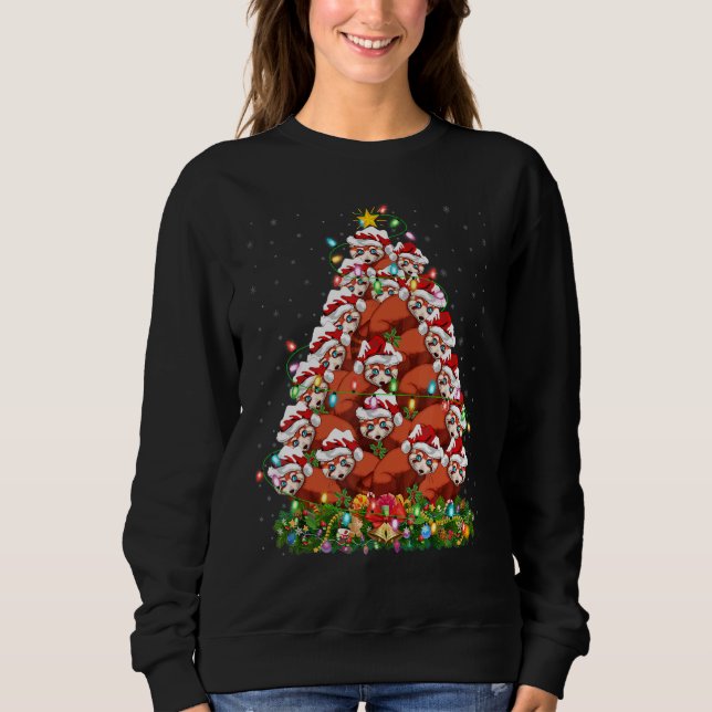 Camiseta Red Panda   Xmas Lights Santa Red Panda Christmas  (Frente)