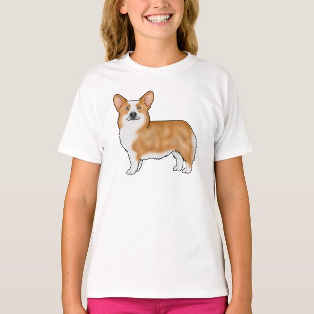 Camiseta Red Pembroke Welsh Corgi Dog Breed Art Design (Frente)