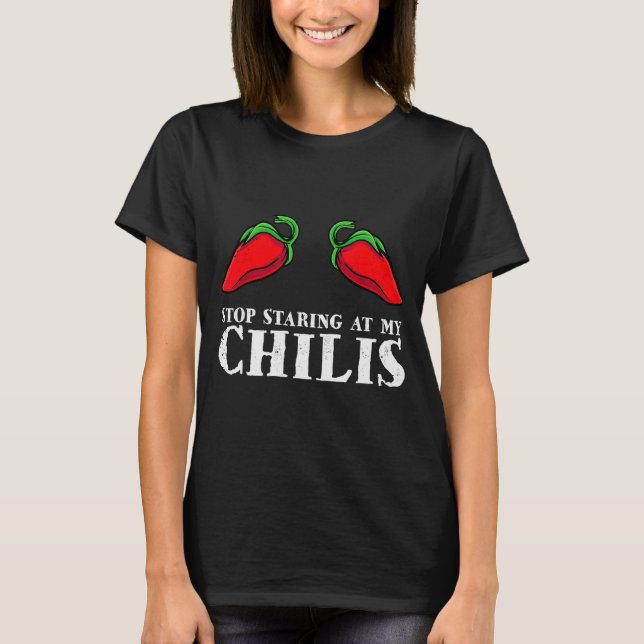 Camiseta Red Pepper Hot Scy Food Funny Stop Staring At My C (Frente)