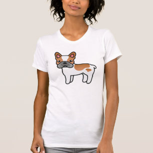 Camiseta Red Piebald Cartoon French Bulldog