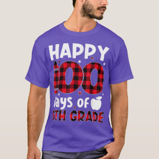 Camiseta Red Plaid Happy 100th Day Of 5th Grade Teacher Stu