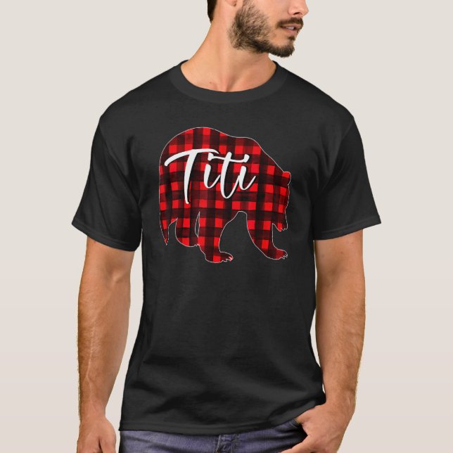 Camiseta Red Plaid Titi Bear Matching Family Christmas paja (Frente)