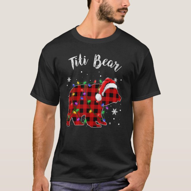 Camiseta Red Plaid Titi Bear Matching Family Christmas Paja (Frente)