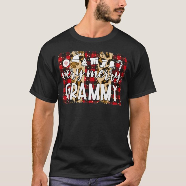 Camiseta Red Plaid Very Merry Grammy Family Matching Christ (Frente)