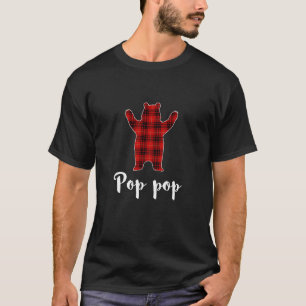 Camiseta Red Pop Pop Urso Buffalo Xadrez Familia Natal Pa