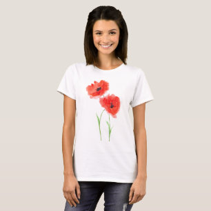 Camiseta Red Poppy Flores Selvagens flores das flores Vinta