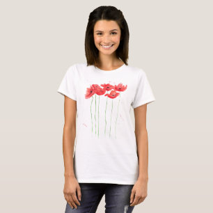 Camiseta Red Poppy Flores Selvagens flores das flores Vinta