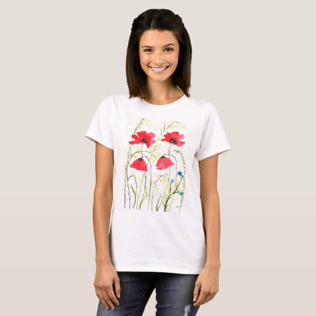 Camiseta Red Poppy Flores silvestres flores (Frente Completa)