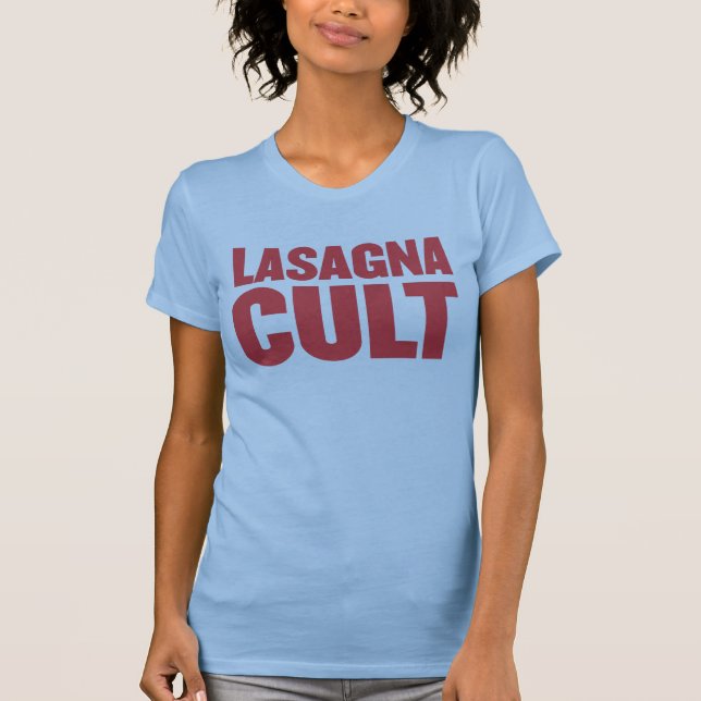 Camiseta *RED PRINT* do culto das lasanhas (Frente)