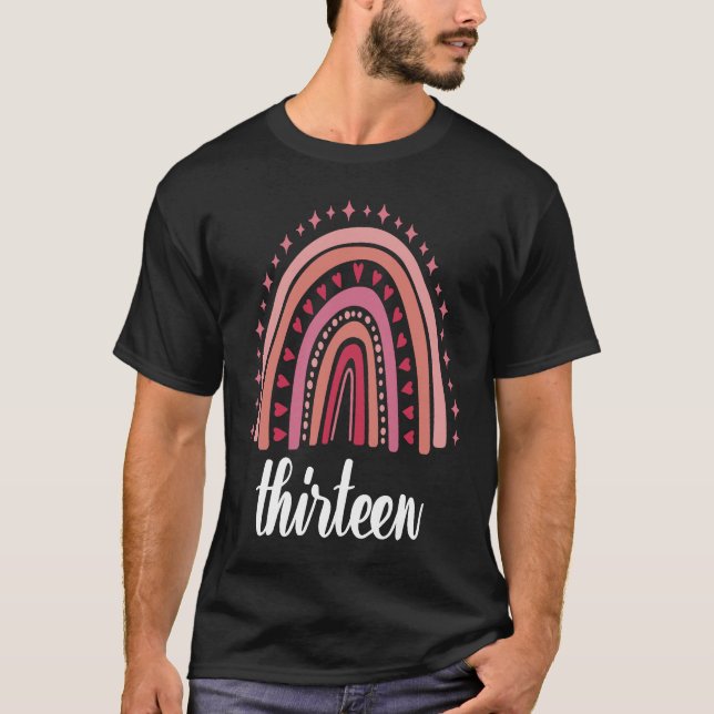 Camiseta Red Rainbow, 13 Anos De Idade, 13 Birthda (Frente)