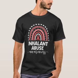 Camiseta Red Rainbow Ribbon Love Suporta Abuso Inalador Awa