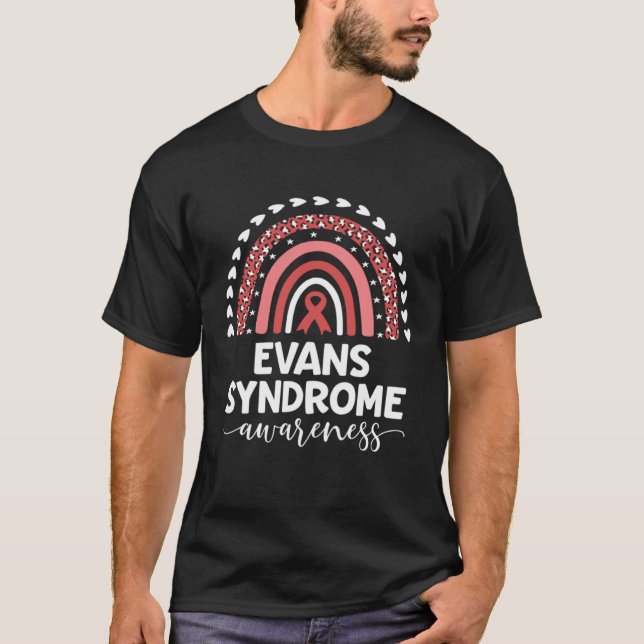 Camiseta Red Rainbow Ribbon Love Support Síndrome de Evans  (Frente)