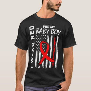 Camiseta Red Ribbon Baby Boy Son Heart Disease Sensibilizaç