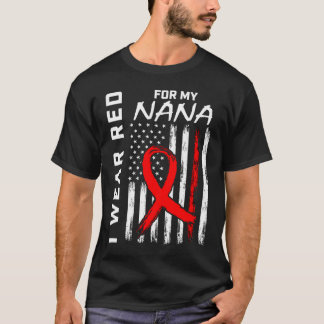 Camiseta Red Ribbon Nana Heart Disease Awareness American F