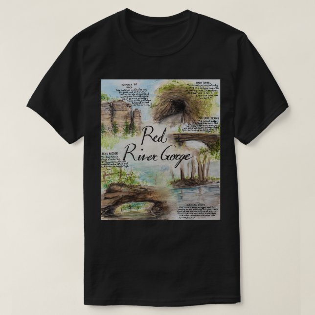 Camiseta Red River Gorge - Pintura de atrações naturais (Frente do Design)