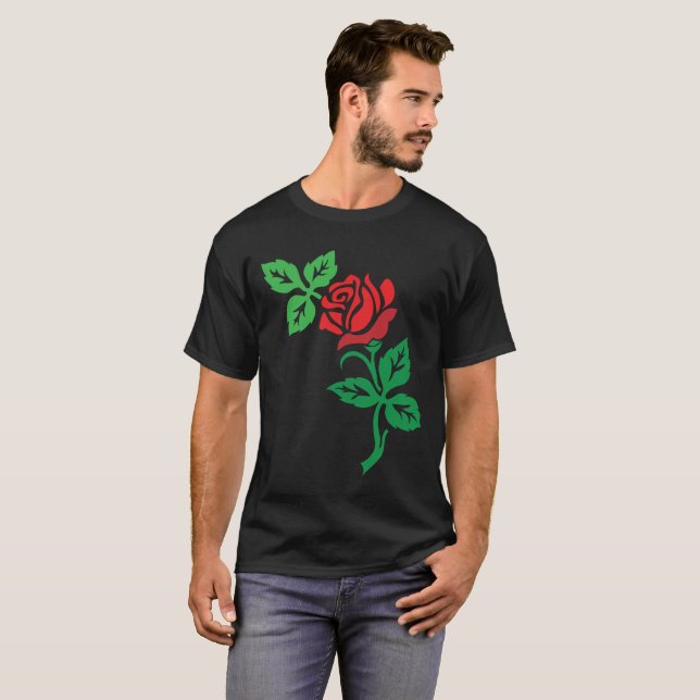 Camiseta Red Rose Flower Design – Classic Floral Beauty (Frente Completa)