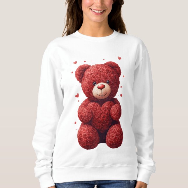 Camiseta “Red Rose Teddy Bear – Cute Valentine Gift for Her (Frente)