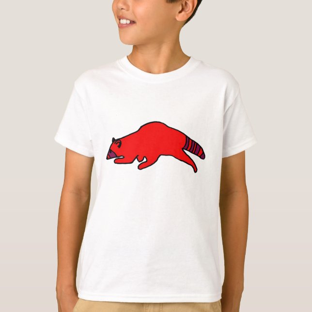 Camiseta Red Running Raccoon roupa (Frente)