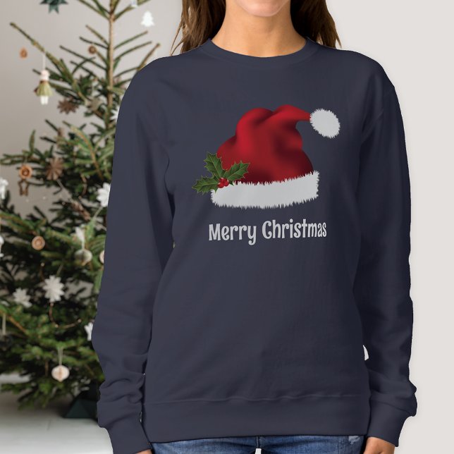 Camiseta Red Santa Hat Com Holly De Natal E Texto Personali (Festive design for the Holiday season.)