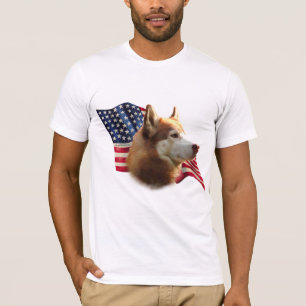 Camiseta Red Siberian Husky Flag