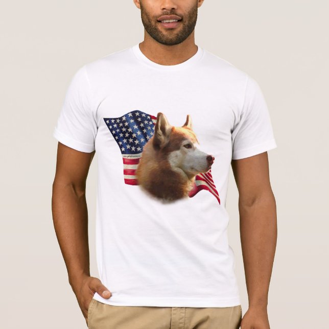 Camiseta Red Siberian Husky Flag (Frente)
