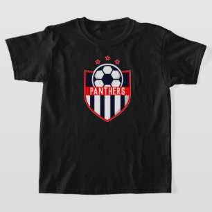 Camiseta Red Soccer Shield Team, Nome do Jogador e Número