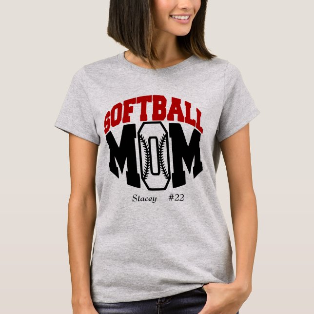 Camiseta Red Softball Mãe Personalizada (Frente)
