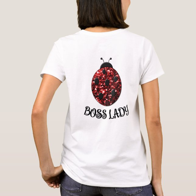 Camiseta Red Sparkly Ladybug BOSS LADY Personalize (Verso)