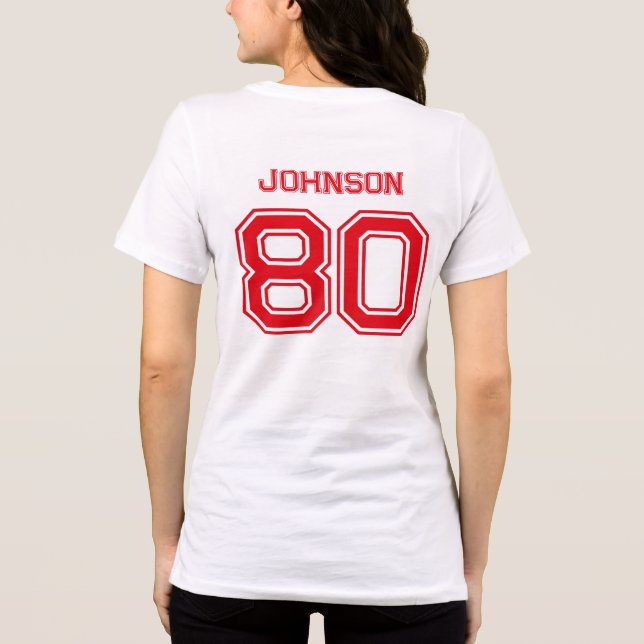 Camiseta Red Sports Team Personalizado Name, Number, Team N (Verso)