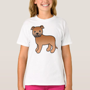 Camiseta Red Staffordshire Bull Terrier Cartoon