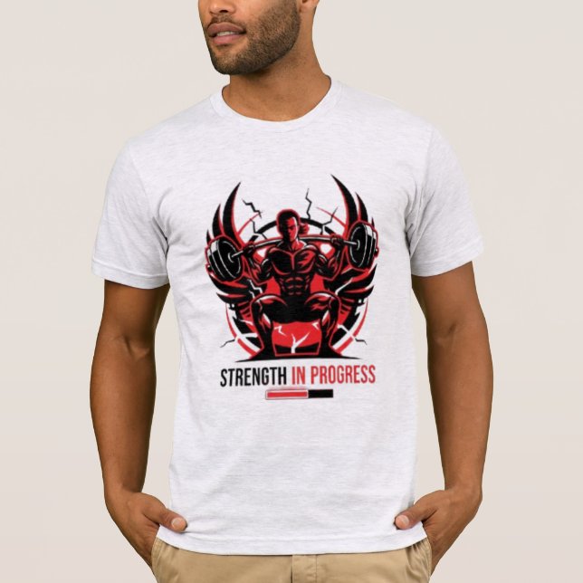 Camiseta Red Strength In Progress - Heavy Squat Gym Motivat (Frente)