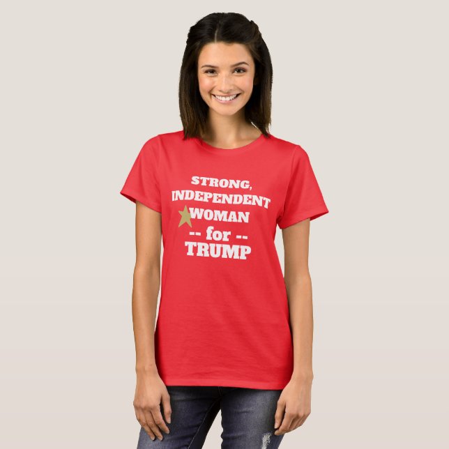 Camiseta RED Strong Mulher para Trump (Frente Completa)