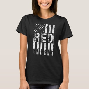 Camiseta RED Suporta Nossas Tropas Sinalizador dos EUA Lemb