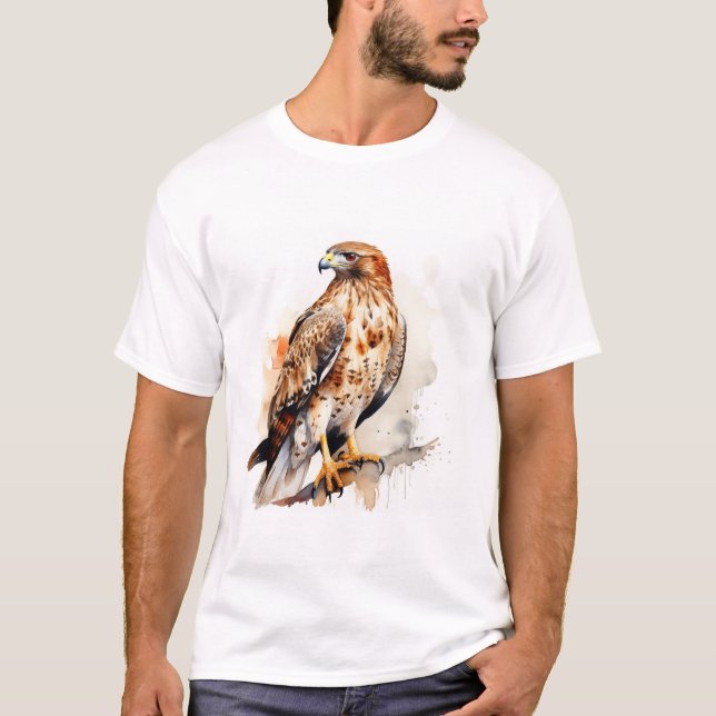 Camiseta Red Tail Hawk Watercolor Design (Frente)