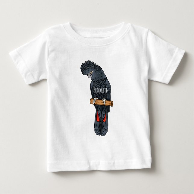 Camiseta Red-tailed black cockatoo bird cartoon  (Frente)