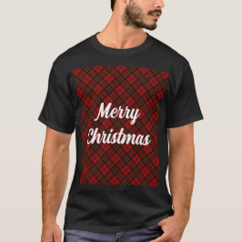 Camiseta Red Tartan Felry Feriados de Natal Texto personali