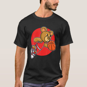 Camiseta Red Teddy Bear Jogando Basquete   Men Wome