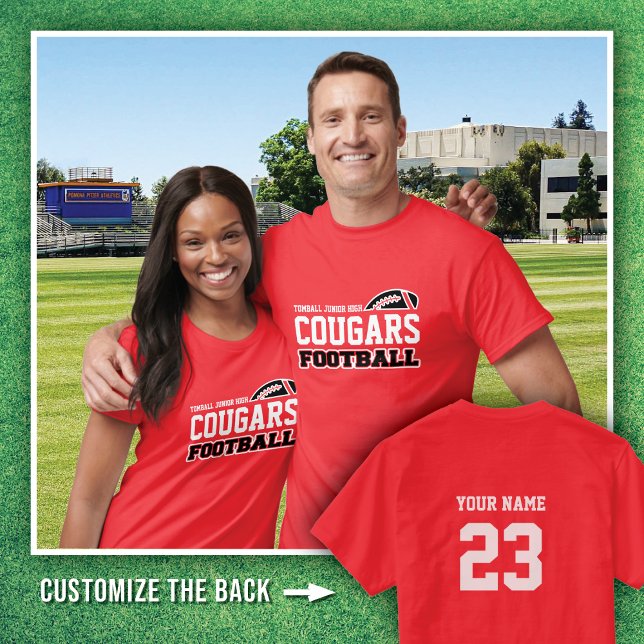 Camiseta Red Tomball Jr. High Cougars Futebol # (Criador carregado)